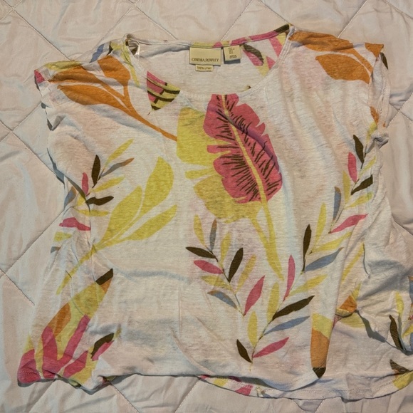 Cynthia Rowley Tops - Cynthia Rowley Cream and Yellow Relaxed Graphic Blouse